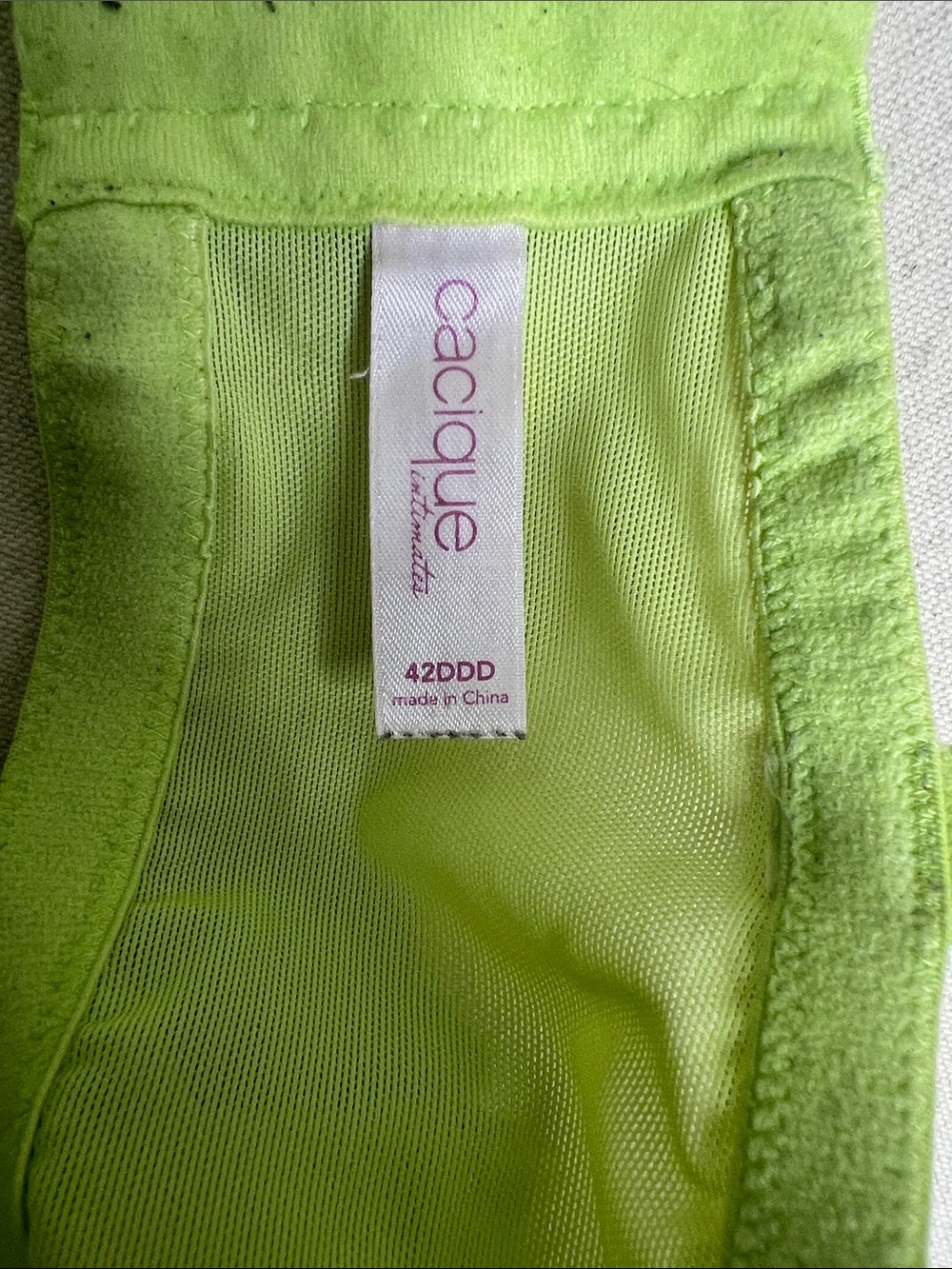 Cacique Lime Green Bra with Turquoise Lace Trim - Picture 5 of 5